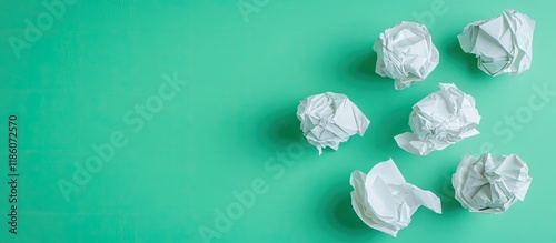 Crumpled paper balls on a g...