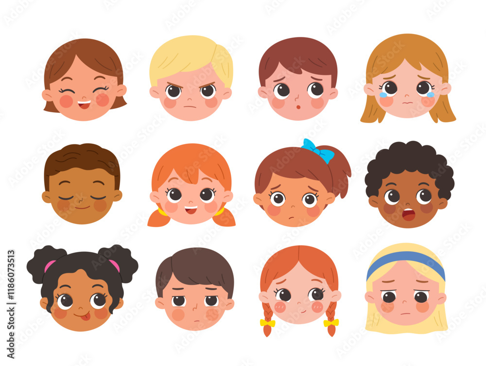 The Child Affective Facial Expression set. Kids with different facial expressions. How do you feel today? The Child Affective Facial Expression set. Kids with different facial expressions. How do you feel today?
