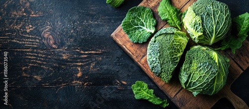 Sliced Savoy cabbage on a c...