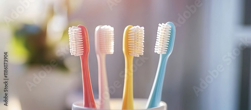 Plastic toothbrushes in a h...