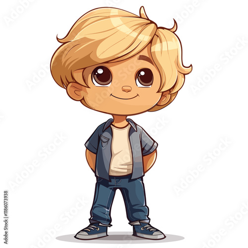 Vector illustration of a boy in casual clothes isolated on white background
