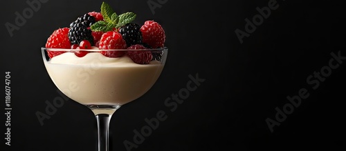 Milk pudding topped with be...