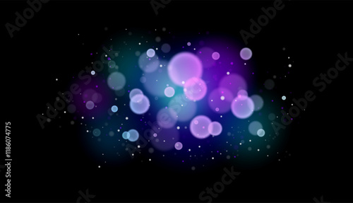 Soft focus bokeh lights. Glittering sparkles and shining circles for festive themes