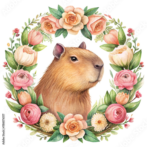 Capybara Valentine Day Clipart Watercolor