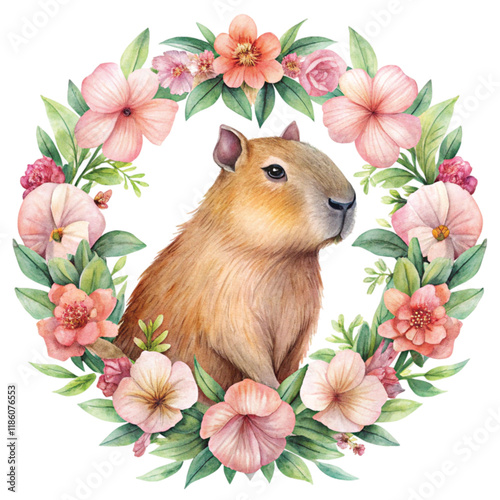 Capybara Valentine Day Clipart Watercolor