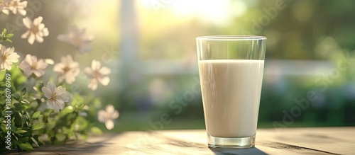 Milk in a glass against a b...