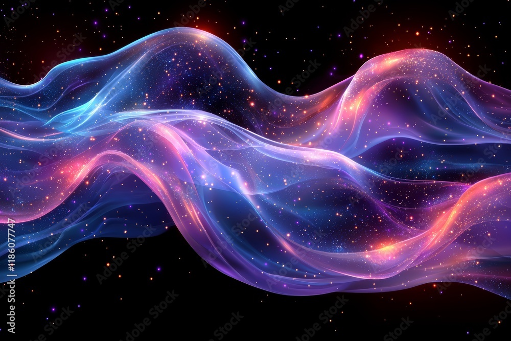 A Digital Art Masterpiece Featuring 3D Rendered Abstract Purple and Pink Waves Surrounded by Sparkles A Digital Art Masterpiece Featuring 3D Rendered Abstract Purple and Pink Waves Surrounded by Sparkles