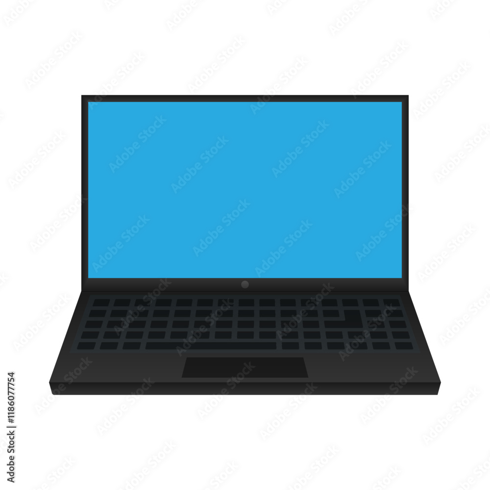 Laptop with a blue screen. Vector illustration isolated on a white background Laptop with a blue screen. Vector illustration isolated on a white background