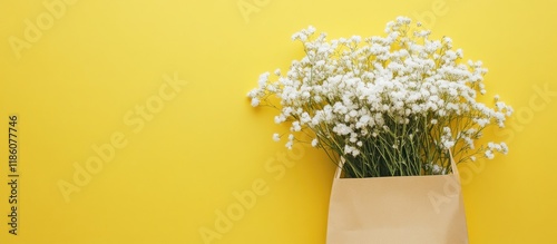 A craft bag featuring white...