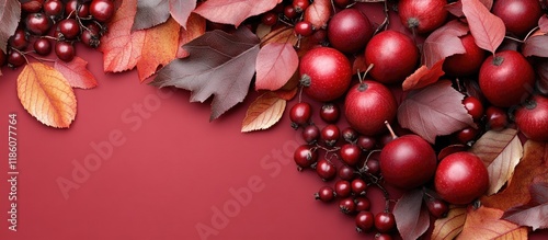 Red fruit and leaf backdrop...