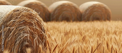 Round hay bales in rolls Ba...