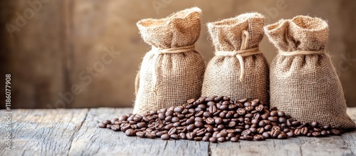 Bags filled with coffee bea...