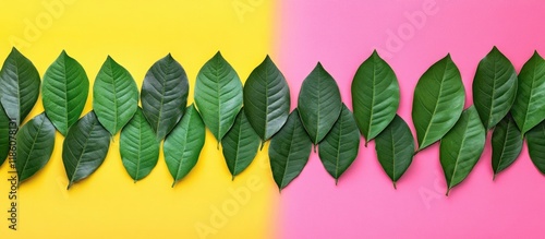 Flat lay of jackfruit leave...