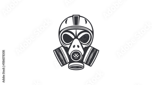 Gas mask icon on white background. Generative AI photo