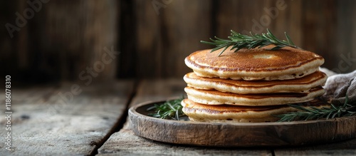 Pancakes with rosemary on a...