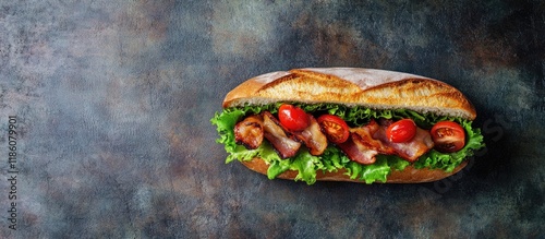 Fresh baguette sandwich in ...