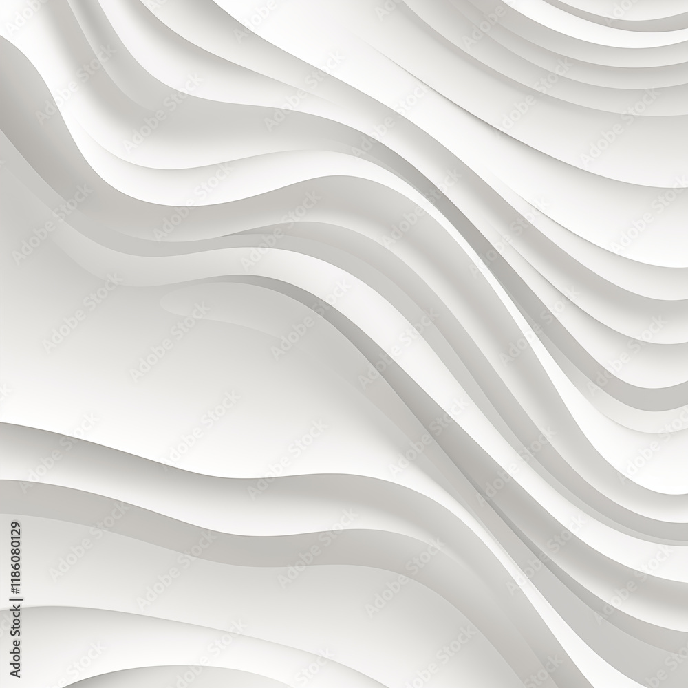 Obraz premium Abstract White Wave Background Smooth Curves Gradient Texture