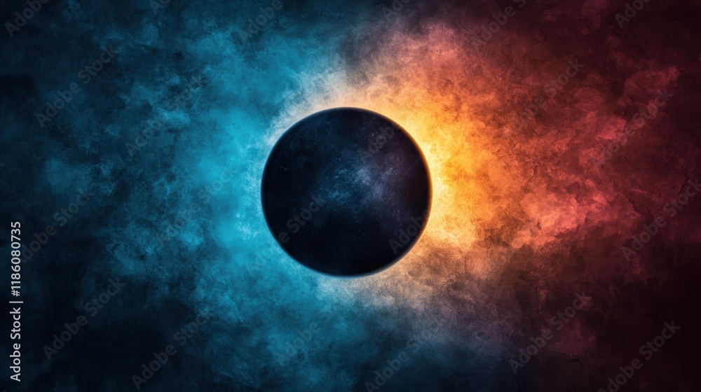 Naklejka premium Celestial Body in a Nebula Cosmic Encounter
