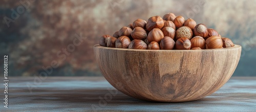 Wooden bowl filled with haz...