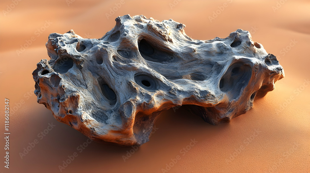 Fototapeta premium Desert rock formation, erosion, dunes, sunlight, texture, 3D render, geology