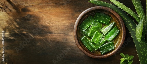 Cut aloe vera stem and gel ...