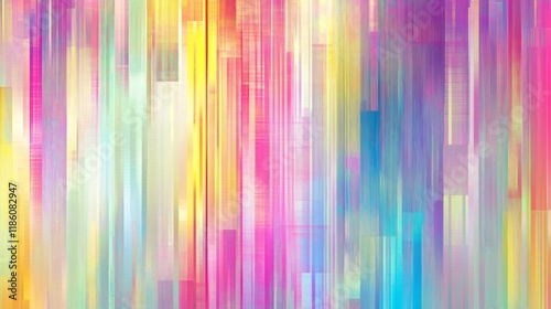 Geometric patterns breaking down into corrupted data blocks, intense chromatic aberration effect. Pixelated noise creating wave-like distortions with digital signal interference patterns.
