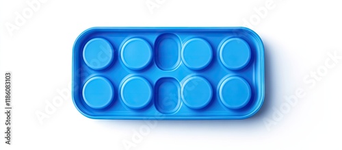 Blue silicone mold isolated on a white background Silicone bakeware Top view flat lay. with copy space image. Place for adding text or design photo