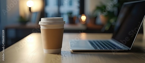 Coffee cup and laptop for p...