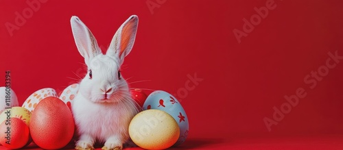 Bright Easter eggs with a b...