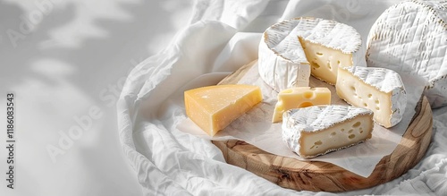 Cheese placed on a white cl...