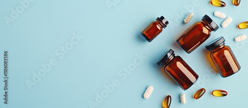 Bottles and vitamin capsule...