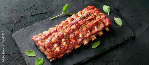 Fresh rack of raw pork spar...