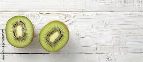 Two halves of kiwifruit on ...