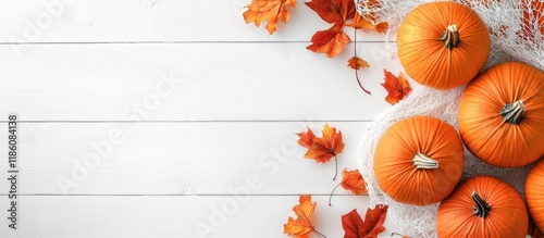 Pumpkins a shopping net and...