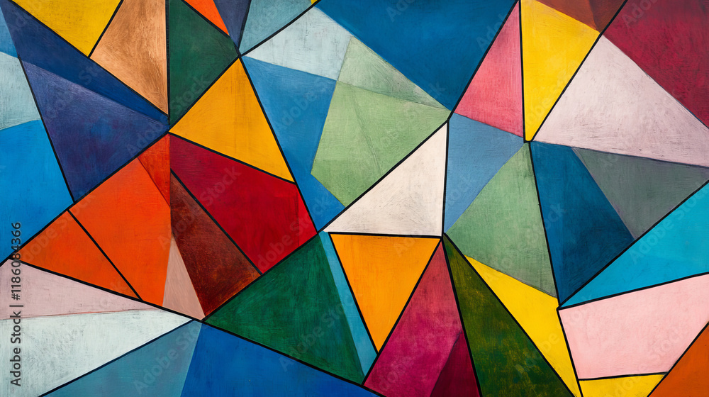 Fototapeta premium Vector background with color triangles, geometrical pattern with polygons