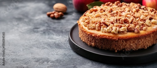 Apple and nut cake topped w...