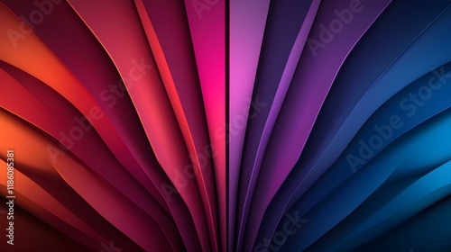 Wallpaper Mural The image contains an abstract design of curved, radiating stripes in shades of orange, red, pink, purple, and blue.  The colors transition smoothly from warm to cool tones, creating a dynamic and vi Torontodigital.ca