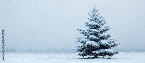 Snow covered Christmas tree...