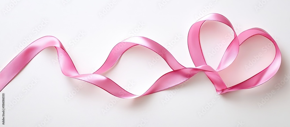 Heart shaped pink ribbon isolated on white. with copy space image. Place for adding text or design Heart shaped pink ribbon isolated on white. with copy space image. Place for adding text or design