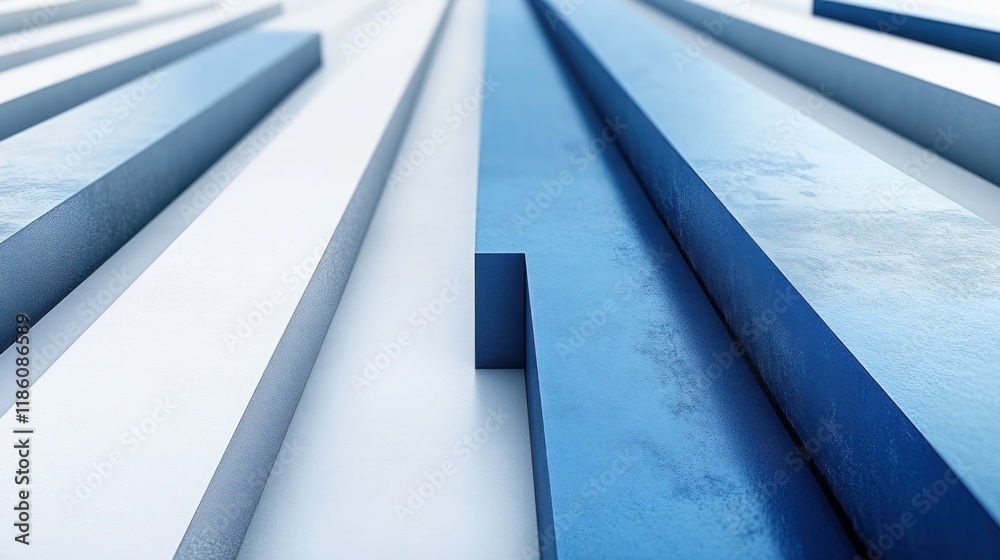 Abstract blue and white geometric shapes converging to vanishing point. Abstract blue and white geometric shapes converging to vanishing point.