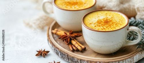 Golden milk with turmeric i...