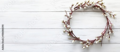 Round frame wreath design w...