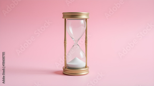 Hourglass on pink background. Generative AI
