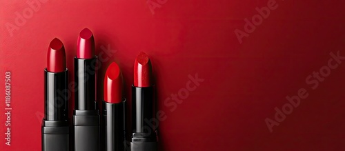 Various lipsticks on a colo...