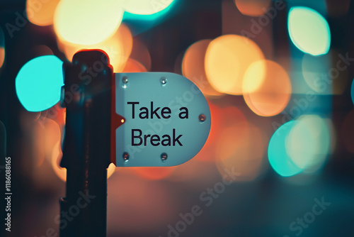 Take a break text focus on it with blurry background generated.AI photo