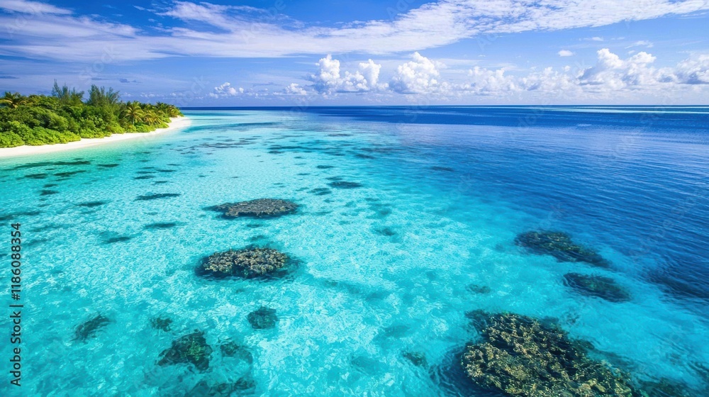 Obraz premium Tropical Paradise: Azure Waters and Lush Coastline