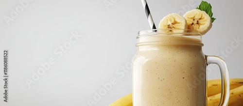 Healthy banana milkshake in...