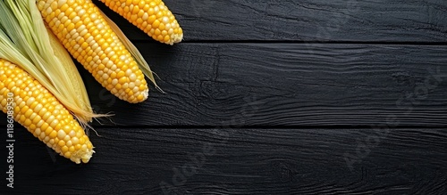 Fresh yellow corn placed on...