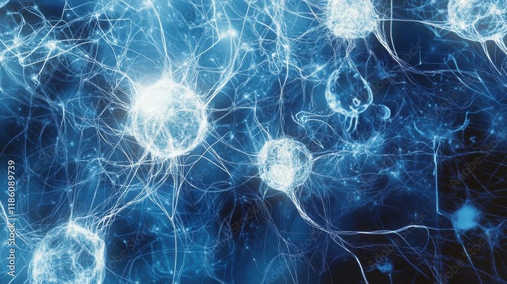 Obraz premium Futuristic interface displaying multiple layers of translucent code, neural network diagrams, and data visualization elements. Key areas highlight with intense white light while background elements