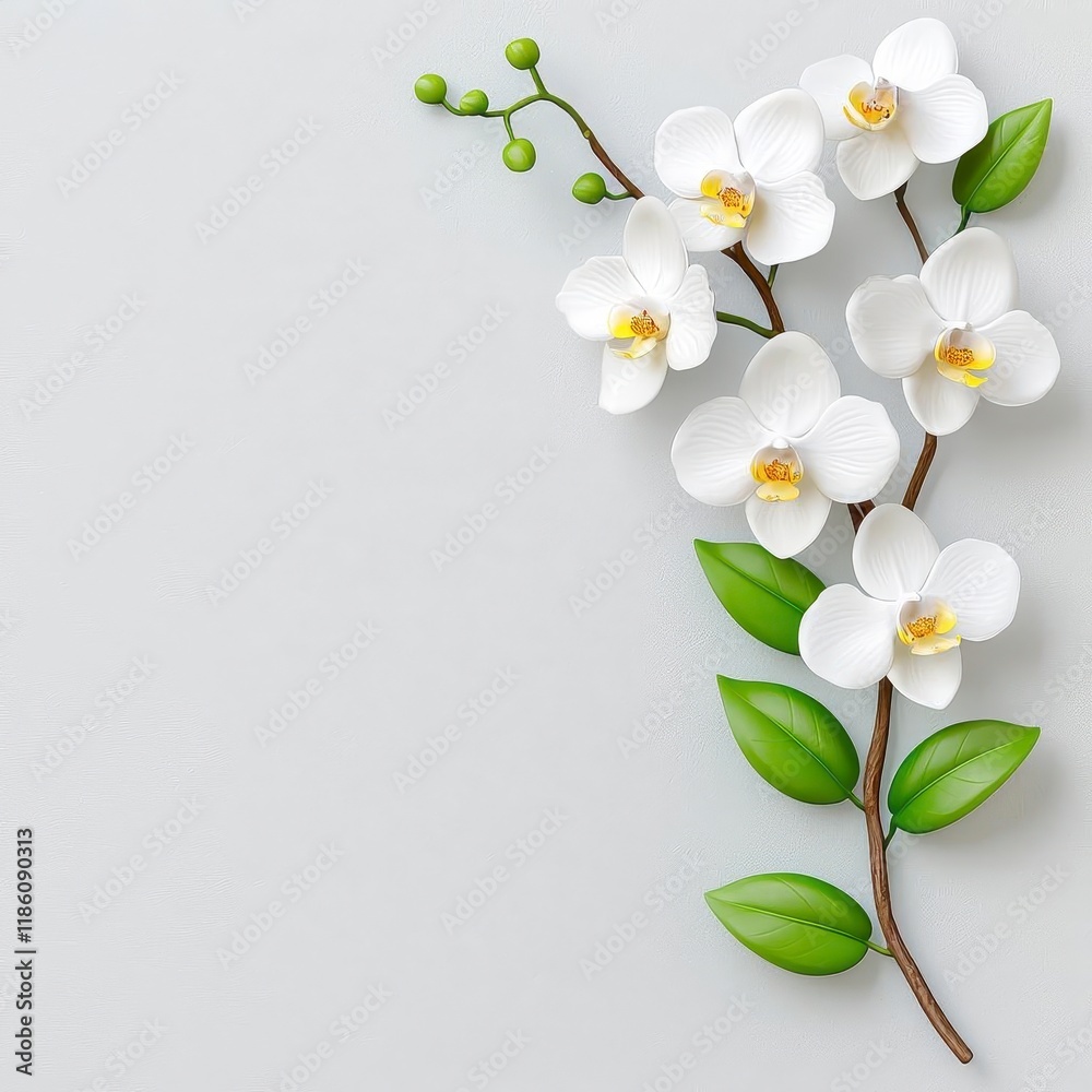 A photostock of delicate white orchids in full bloom, isolated on a clean white background, elegant and serene, High Quality A photostock of delicate white orchids in full bloom, isolated on a clean white background, elegant and serene, High Quality